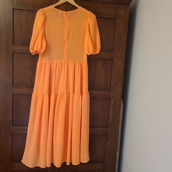 Never Fully Dressed Abigail Dress Neon Orange Chiffon Size 10 - Picture 10 of 12
